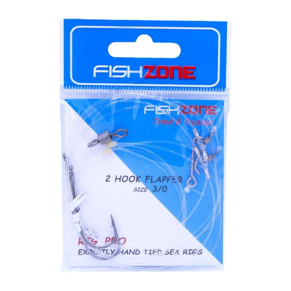 FISHZONE 2 HOOK FLAPPER RIG 3/0